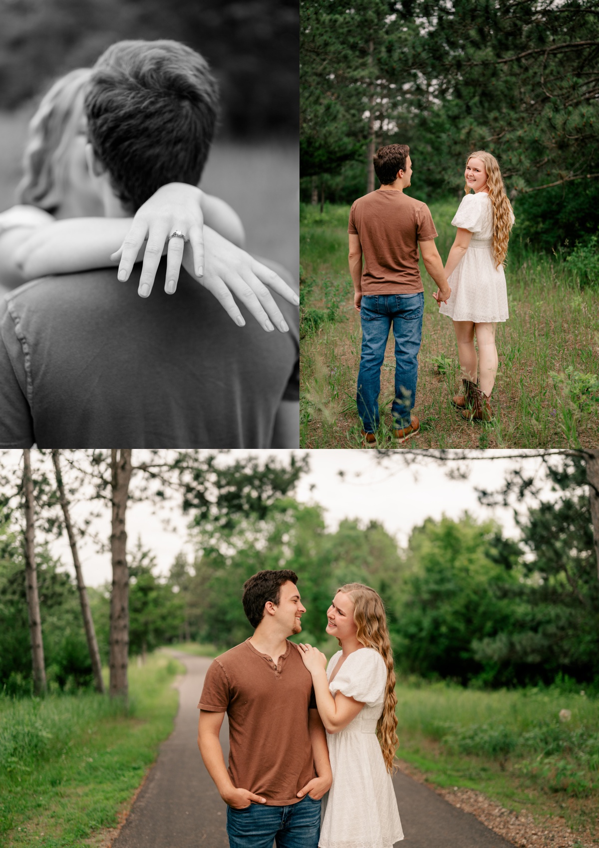 Black and white image of engagement ring on fiance's finger by Rule Creative Co