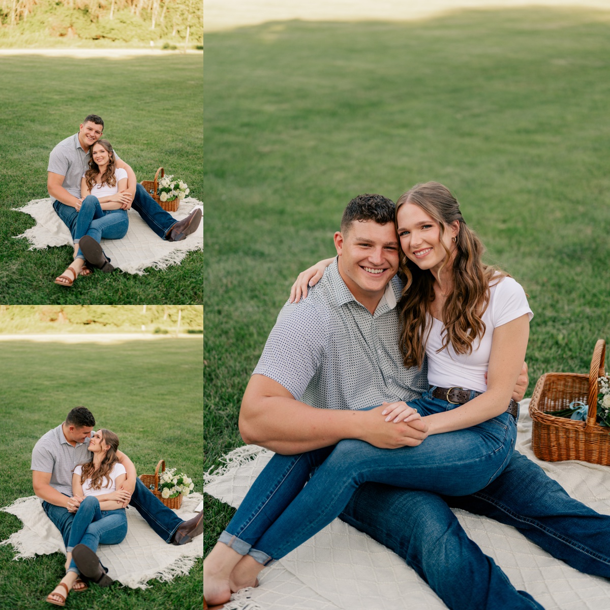 Couple sitting on blanket and smiling by Rule Creative Co.