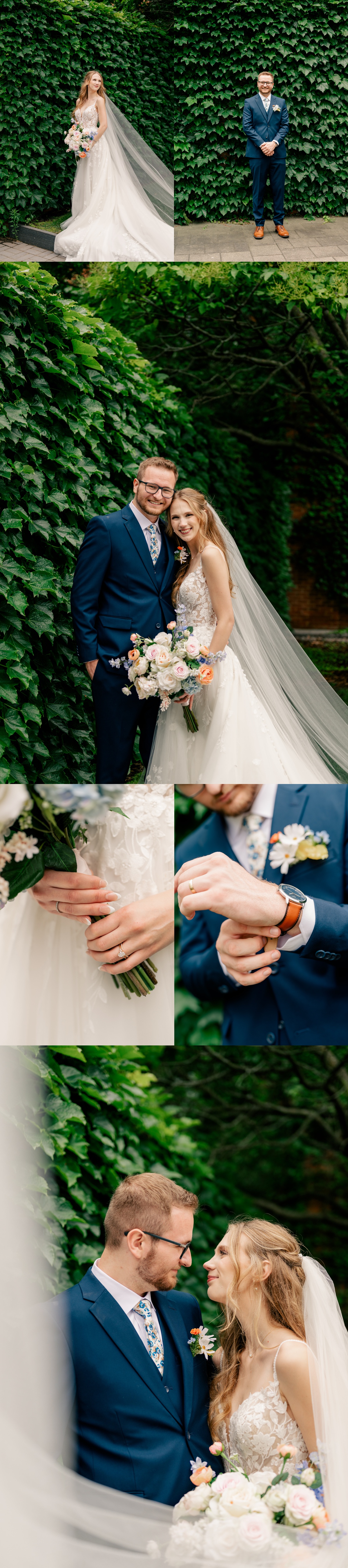 Newlyweds sit together at sweetheart table during Heartfelt Summer Wedding
