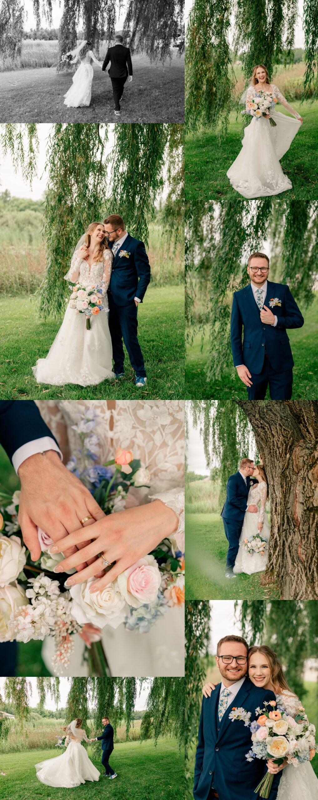 Minnesota Wedding Photographer captures newlyweds walking away together