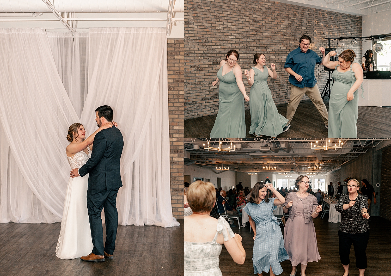 guests dance at reception by Minnesota wedding photographer 
