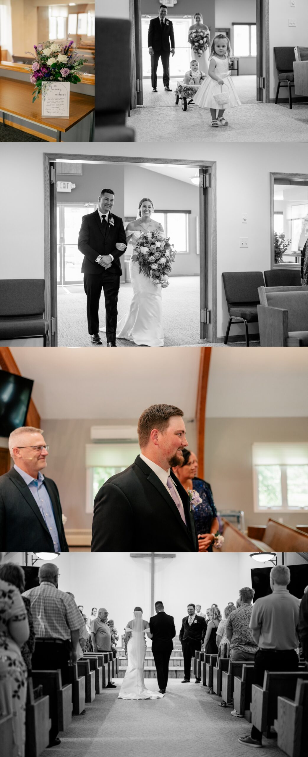 Bride and groom see each other walking down the aisle by Rule Creative Co.