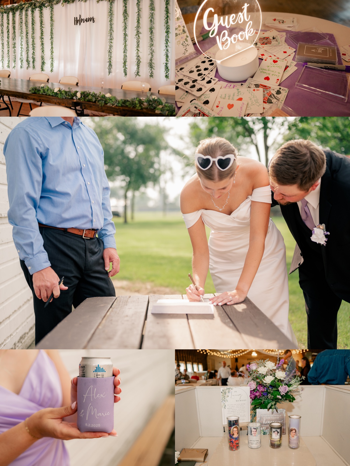 Newlyweds signing their marriage certificate during Laid-Back Summer Wedding