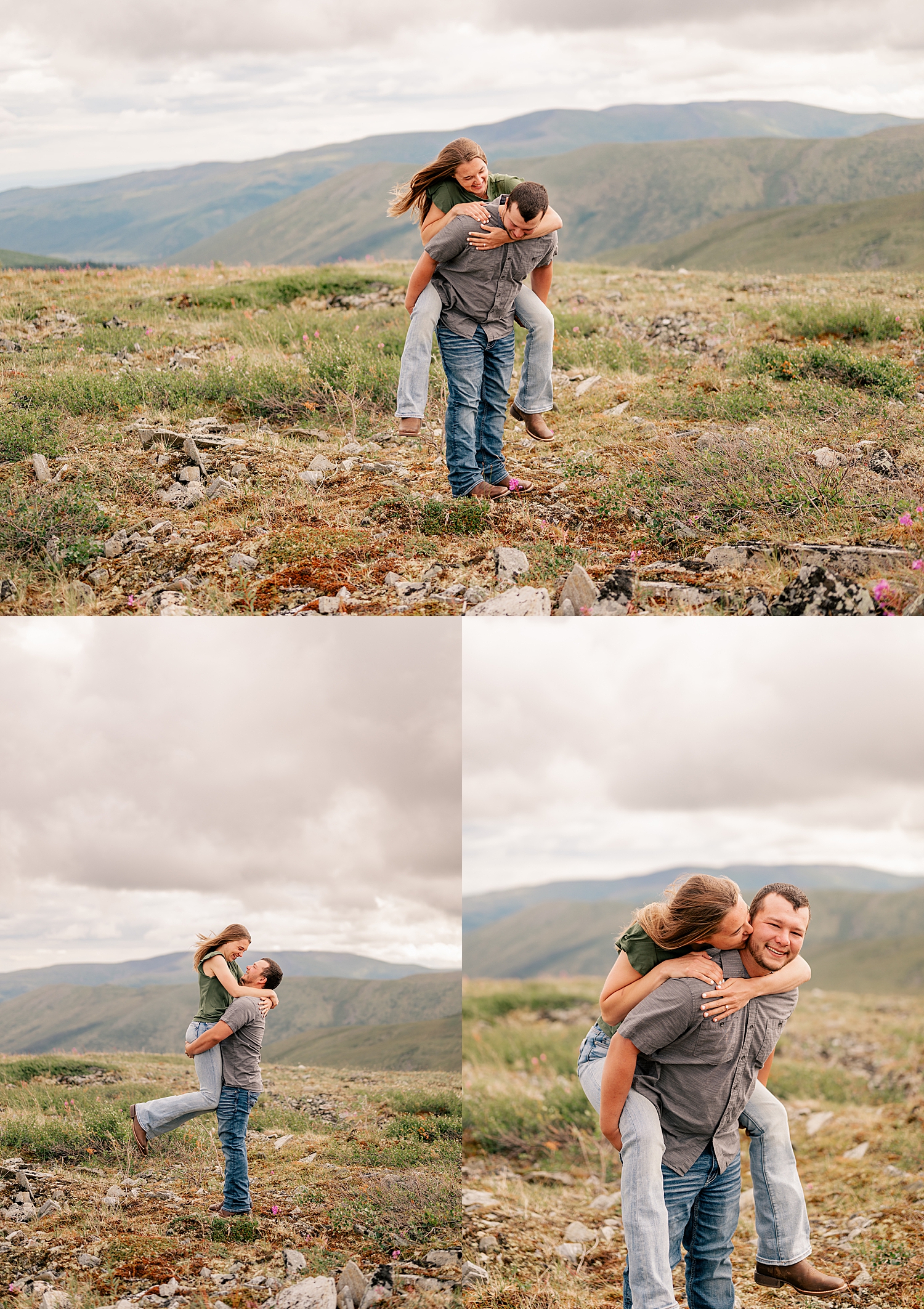 woman jumps on man's back laughing together by Rule Creative Co