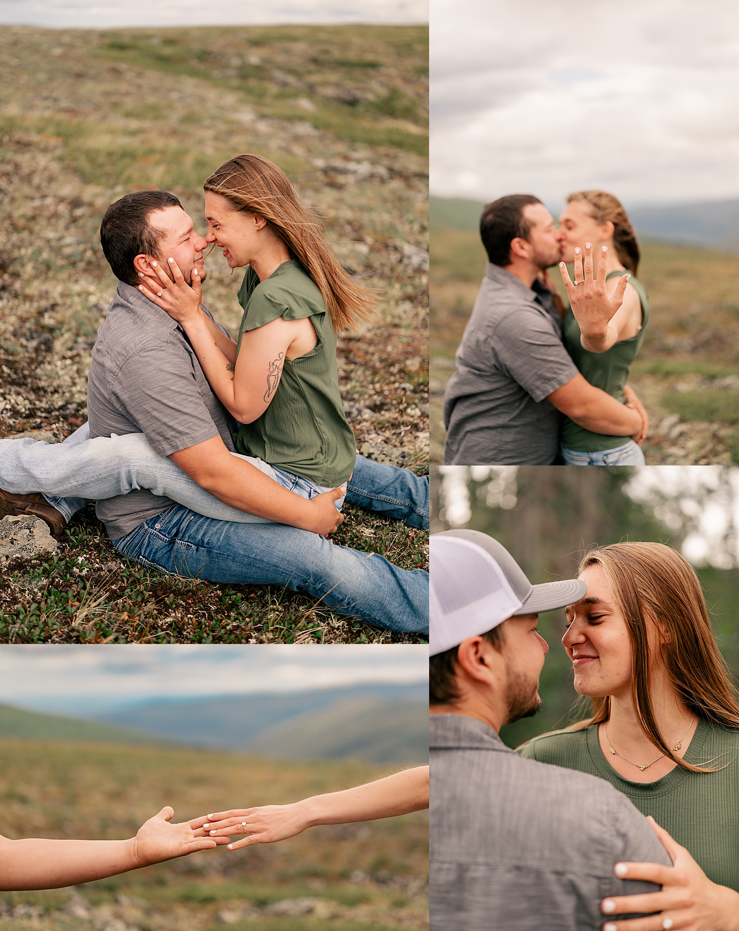 woman shows off her diamond ring while sitting with her man by Rule Creative Co