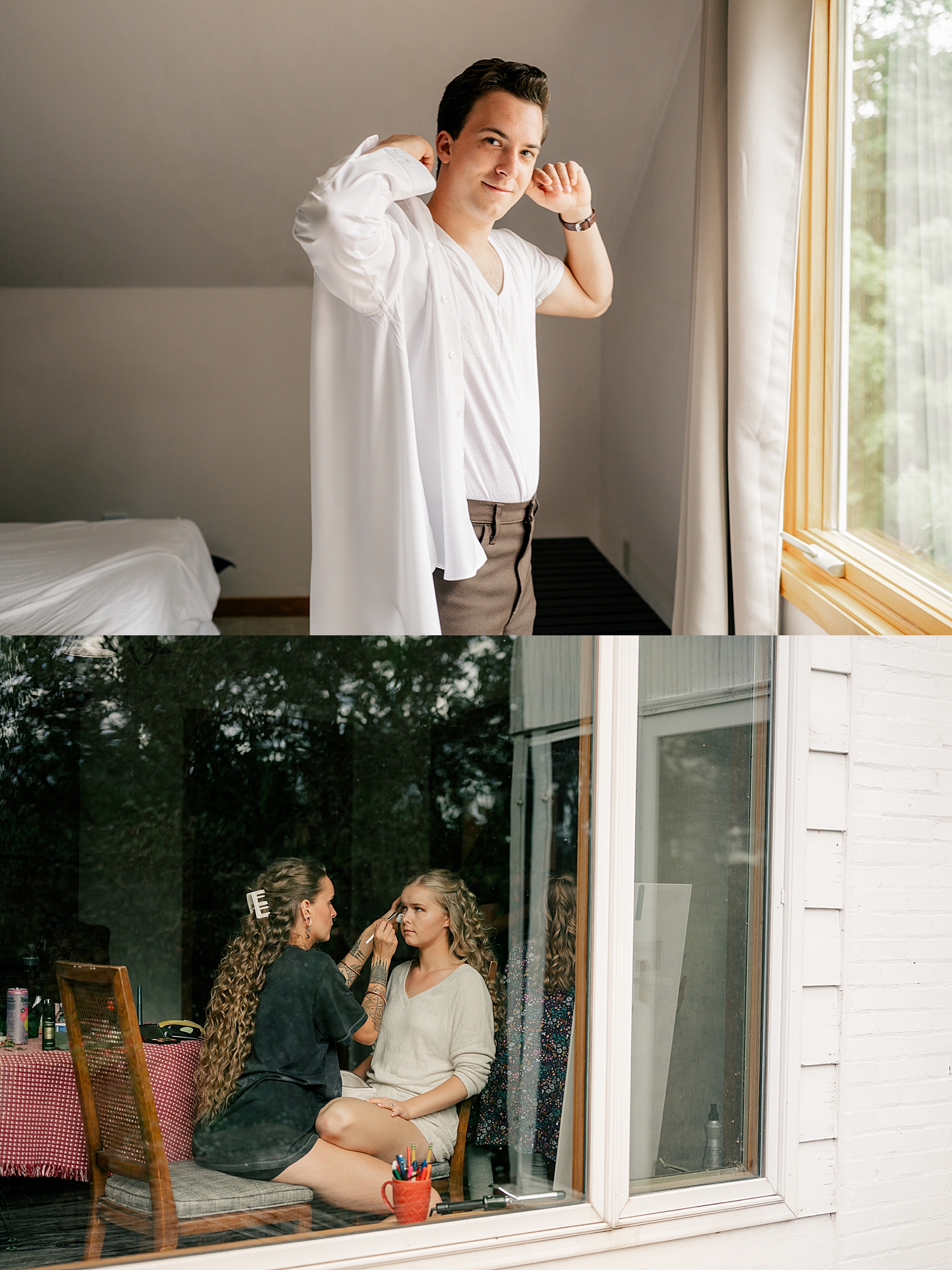 man and woman get ready by a window for their big day by Rule Creative Co
