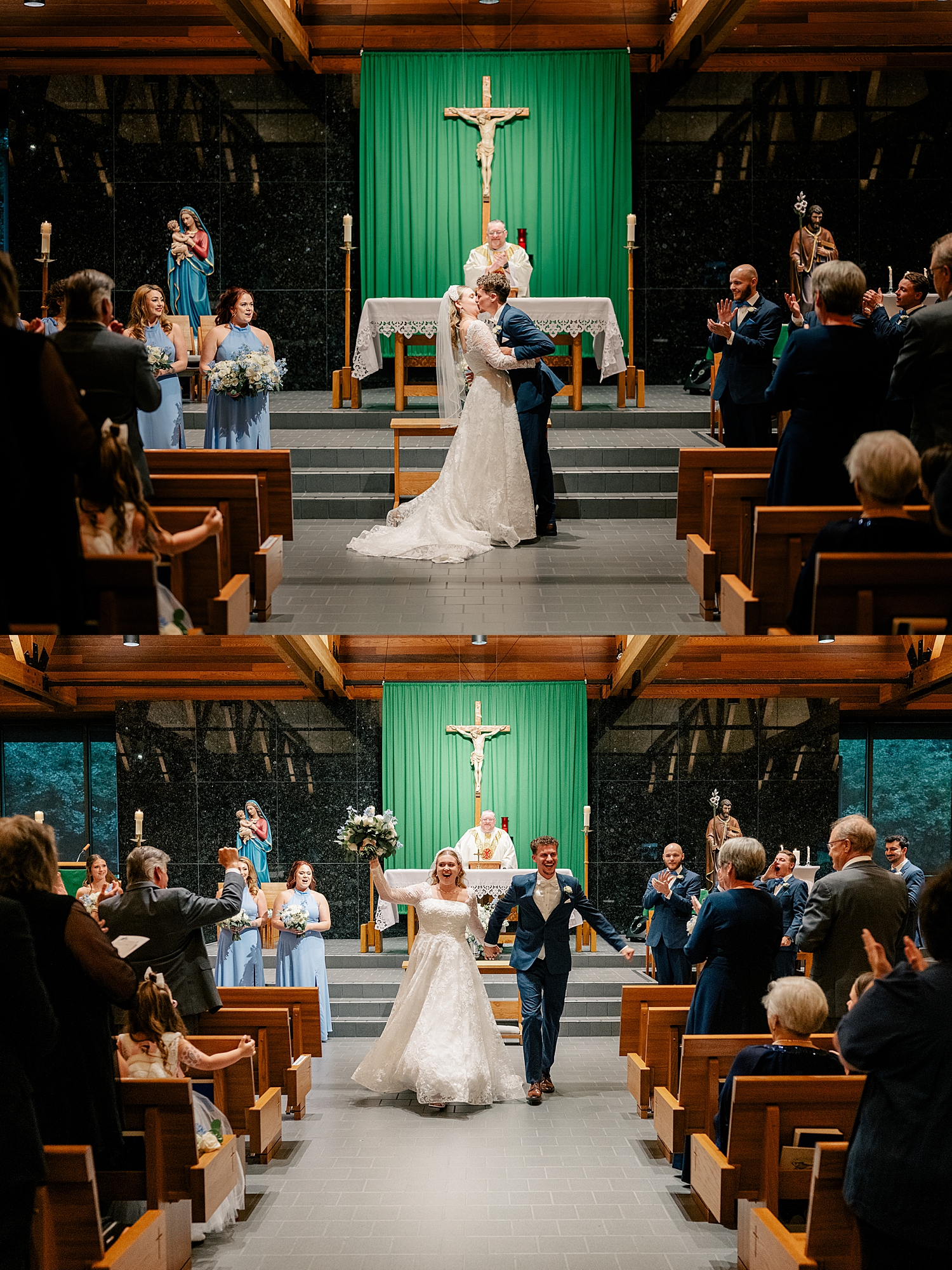 husband and wife share a first kiss before their reception at The Wexford