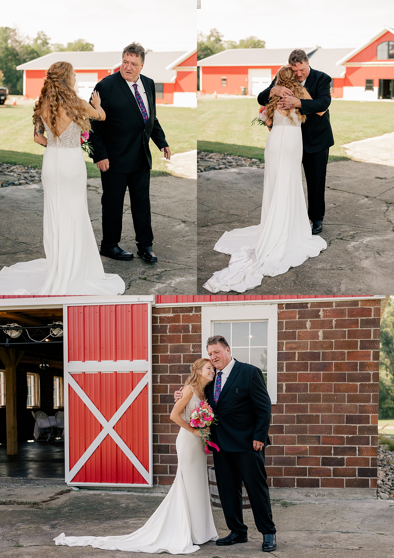 father embraces his daughter after seeing her in bridal wear for the first time by Rule Creative Co