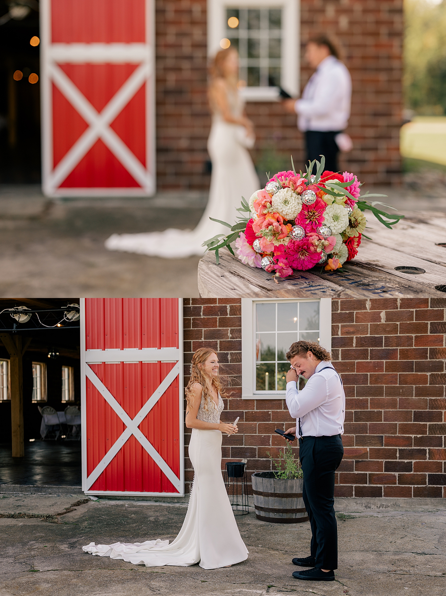 man cries during first look with the love of his life by Minnesota wedding photographer