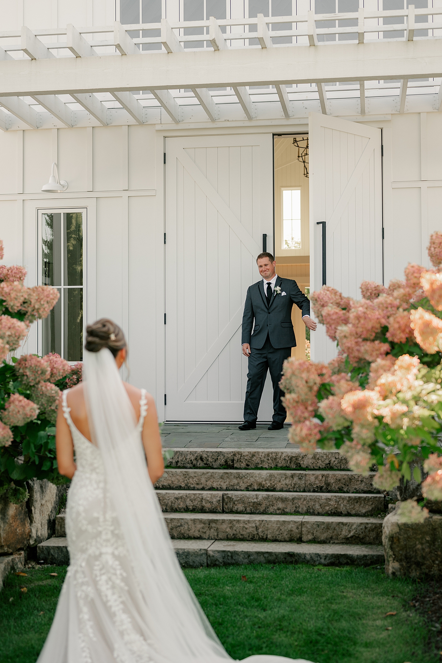 man walks out of barn and starts crying during first look by Rule Creative Co