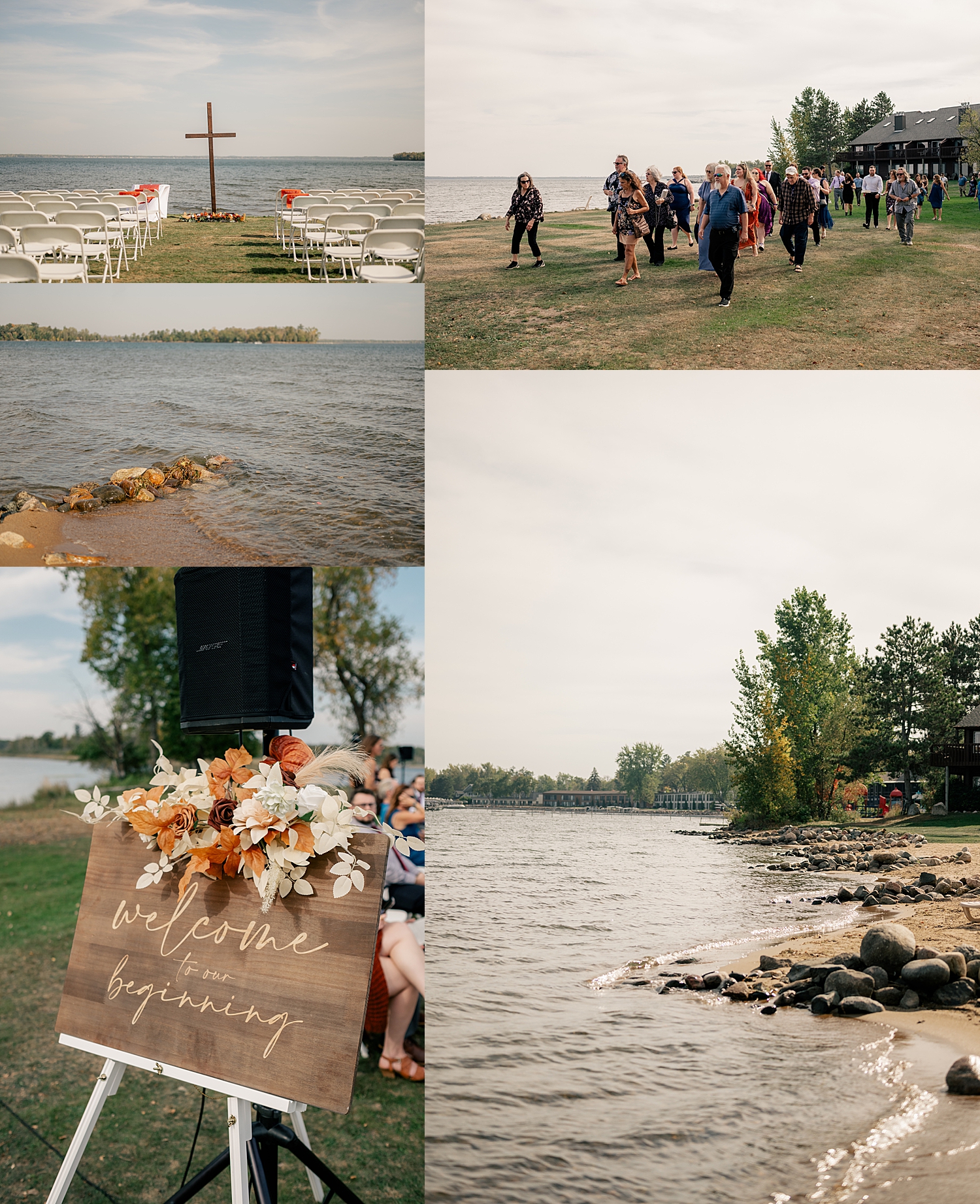 guests gather for a ceremony on the lake by Rule Creative Co