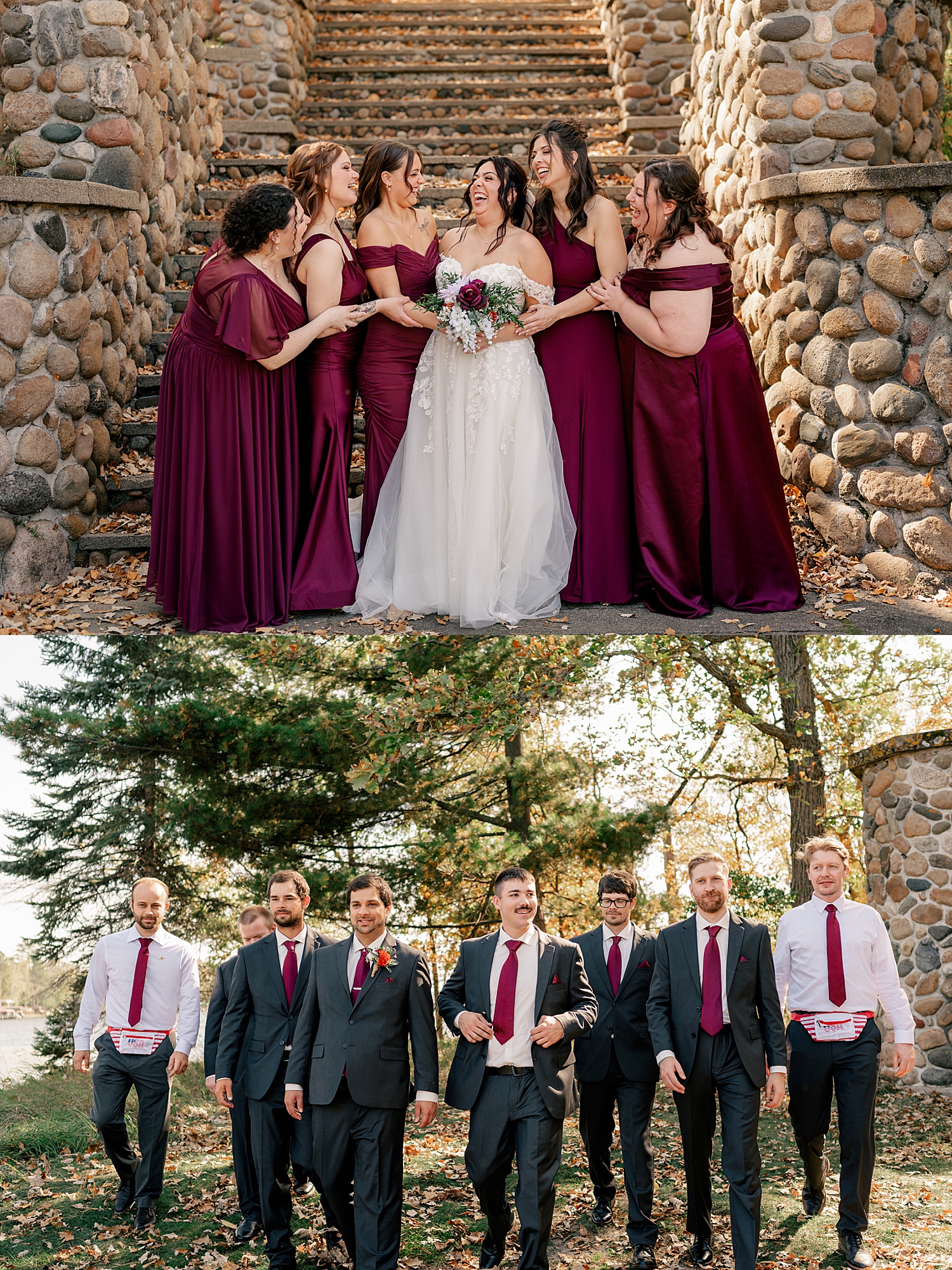 bride surrounded by her bridesmaids 