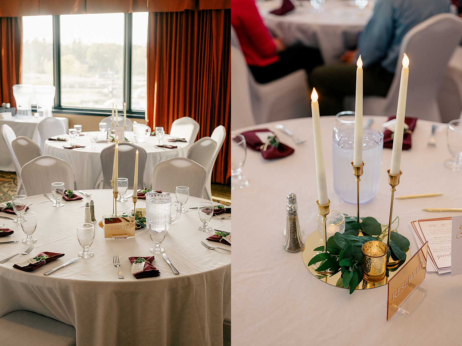 elegant table settings in Fall colors at Breezy Point venue