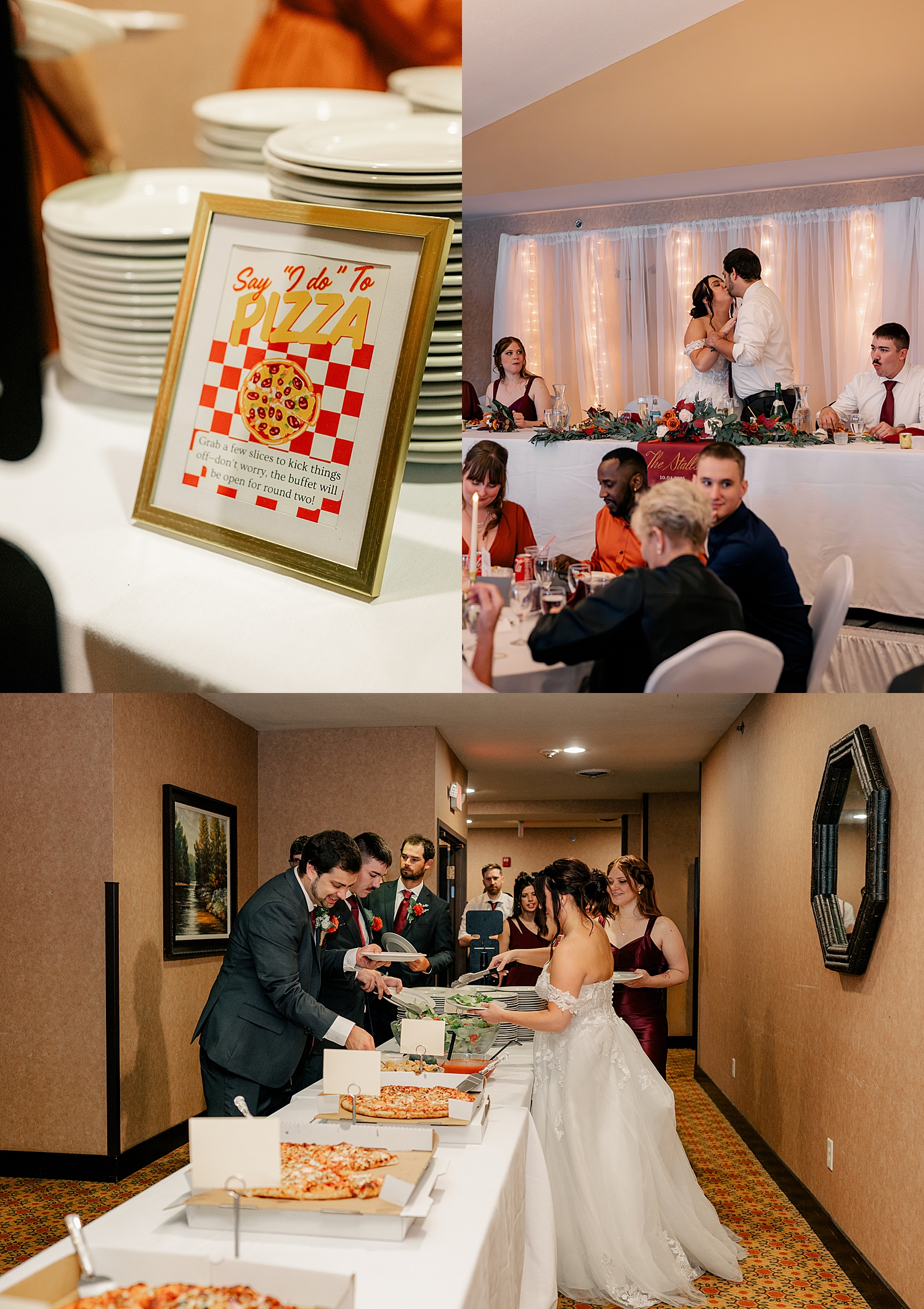 long pizza line at wedding reception by Rule Creative Co