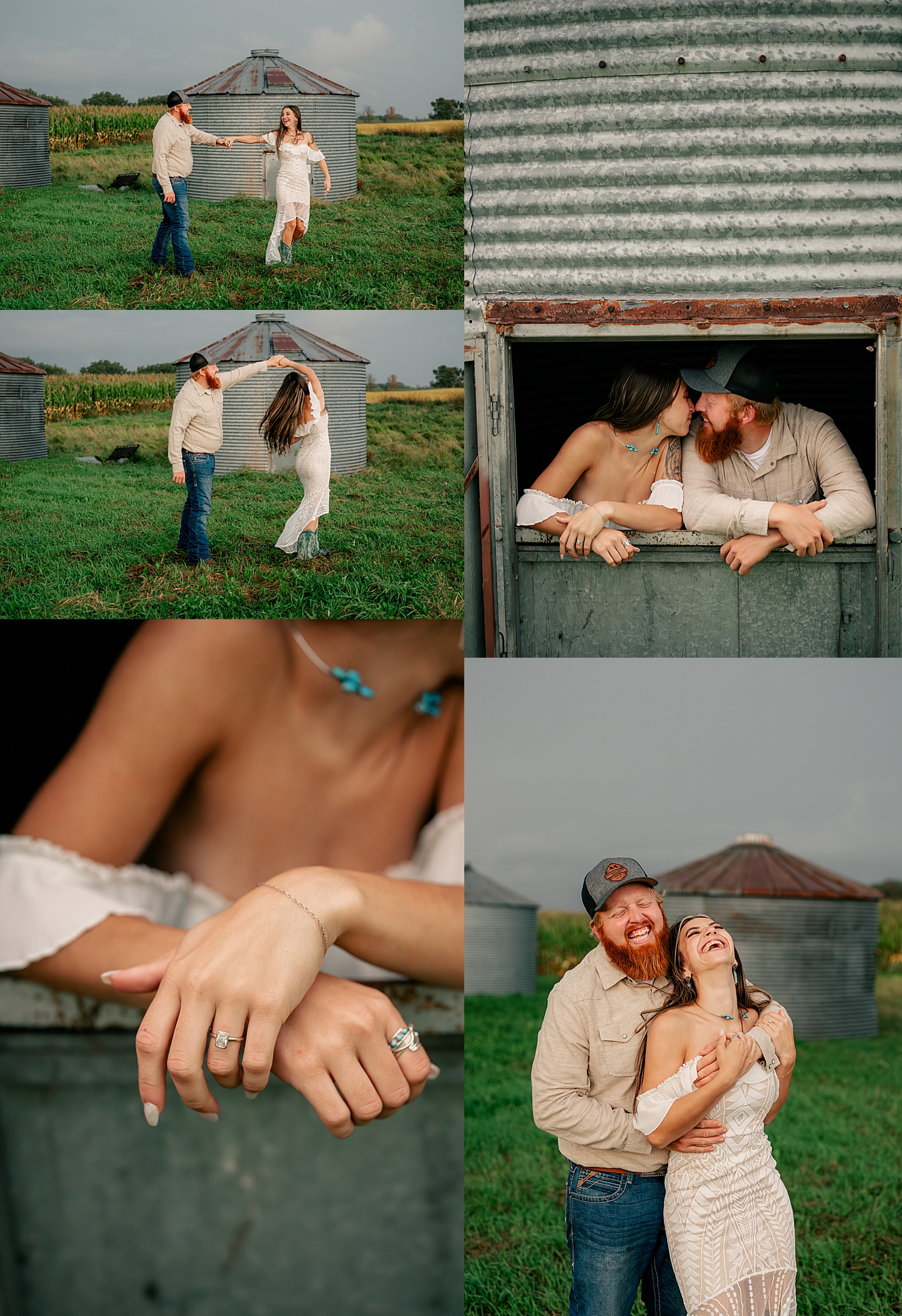 woman in white dress dances in field with partner by Rule Creative Co