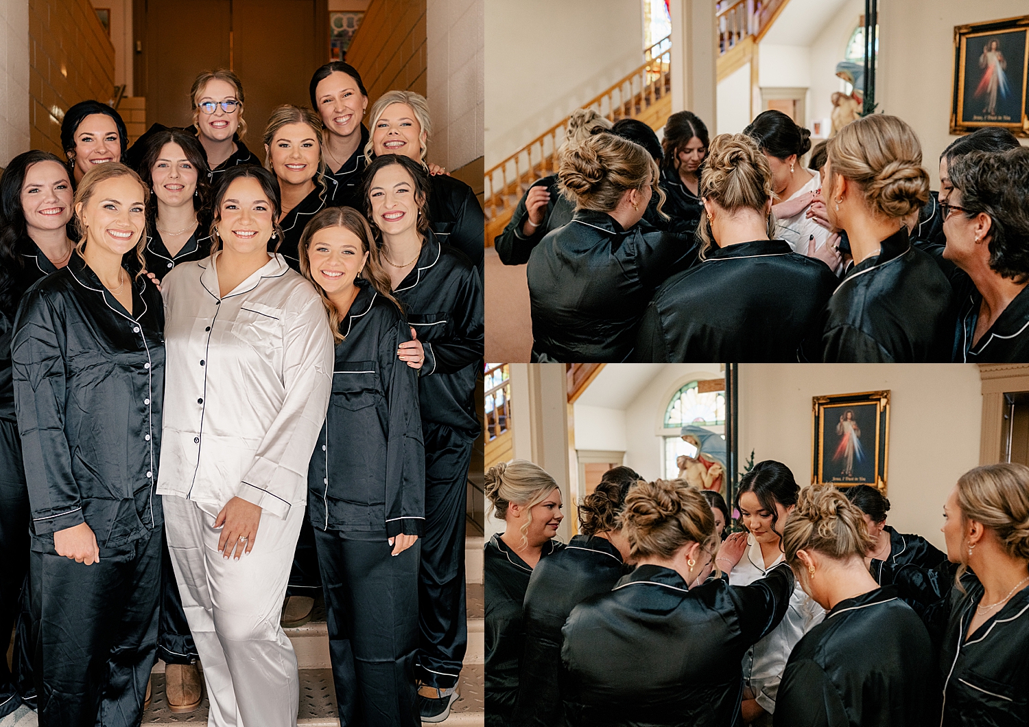 bridesmaids gather to pray over bride by Rule Creative Co