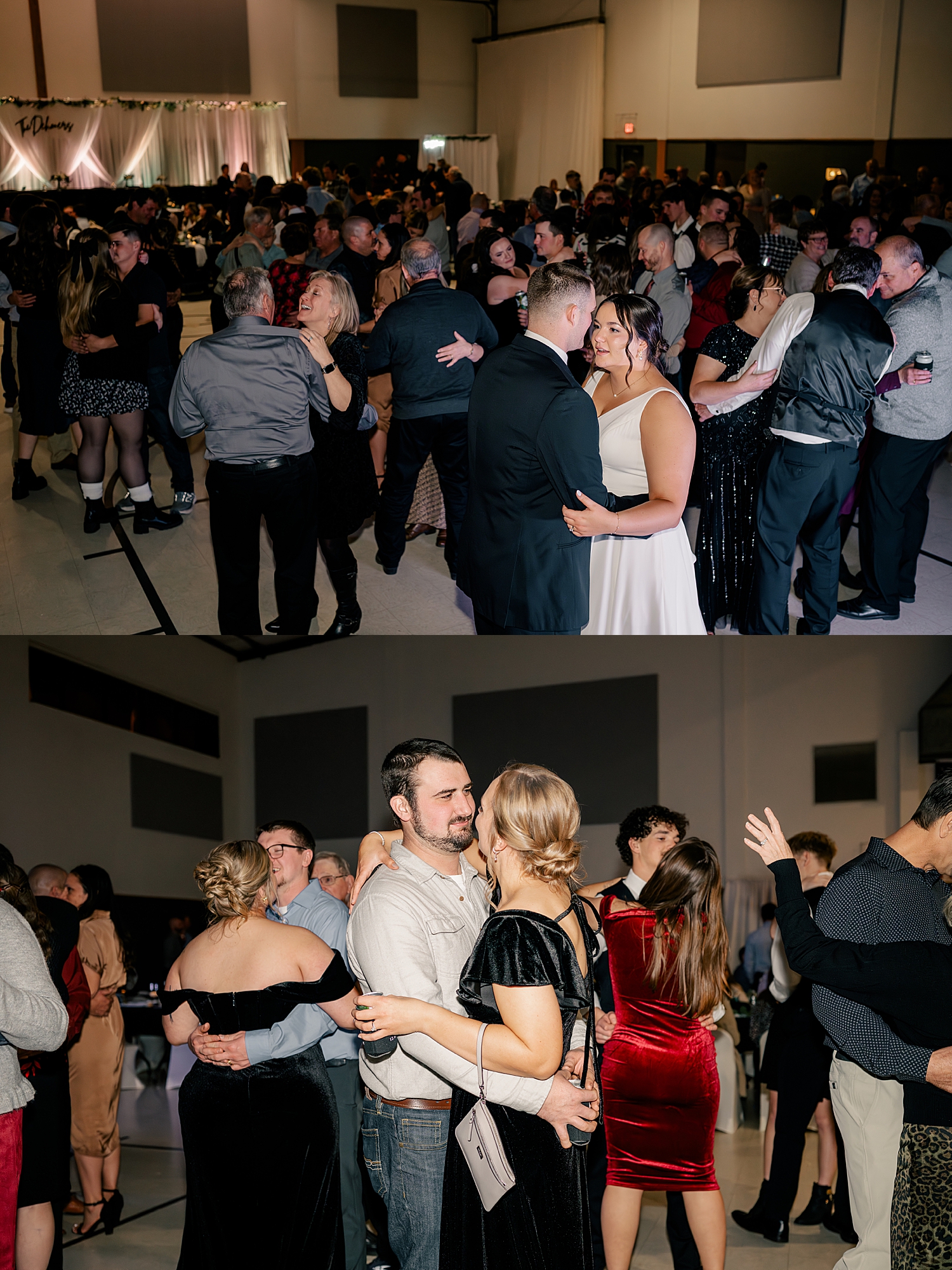 guests dance on open reception floor by Rule Creative Co
