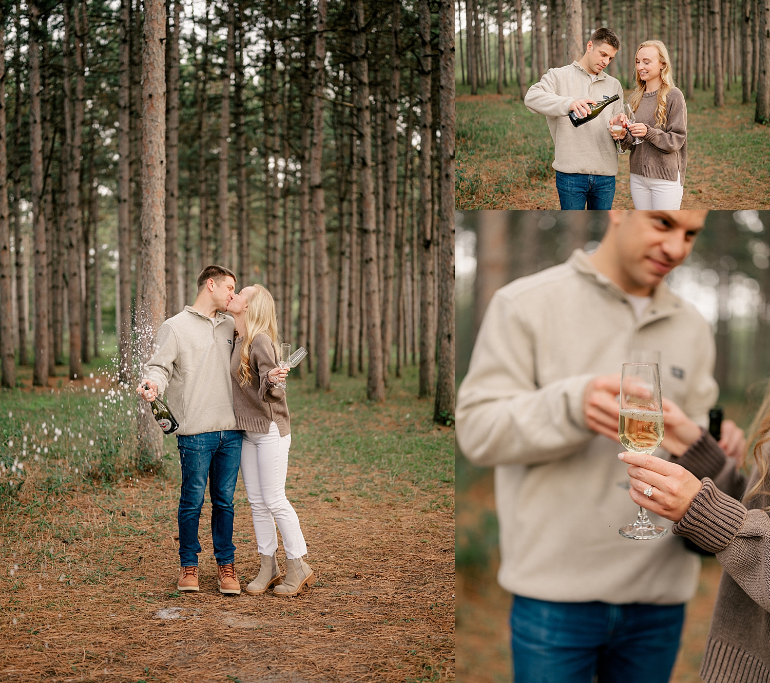 husband-to-be pops champagne at Montissippi County Park