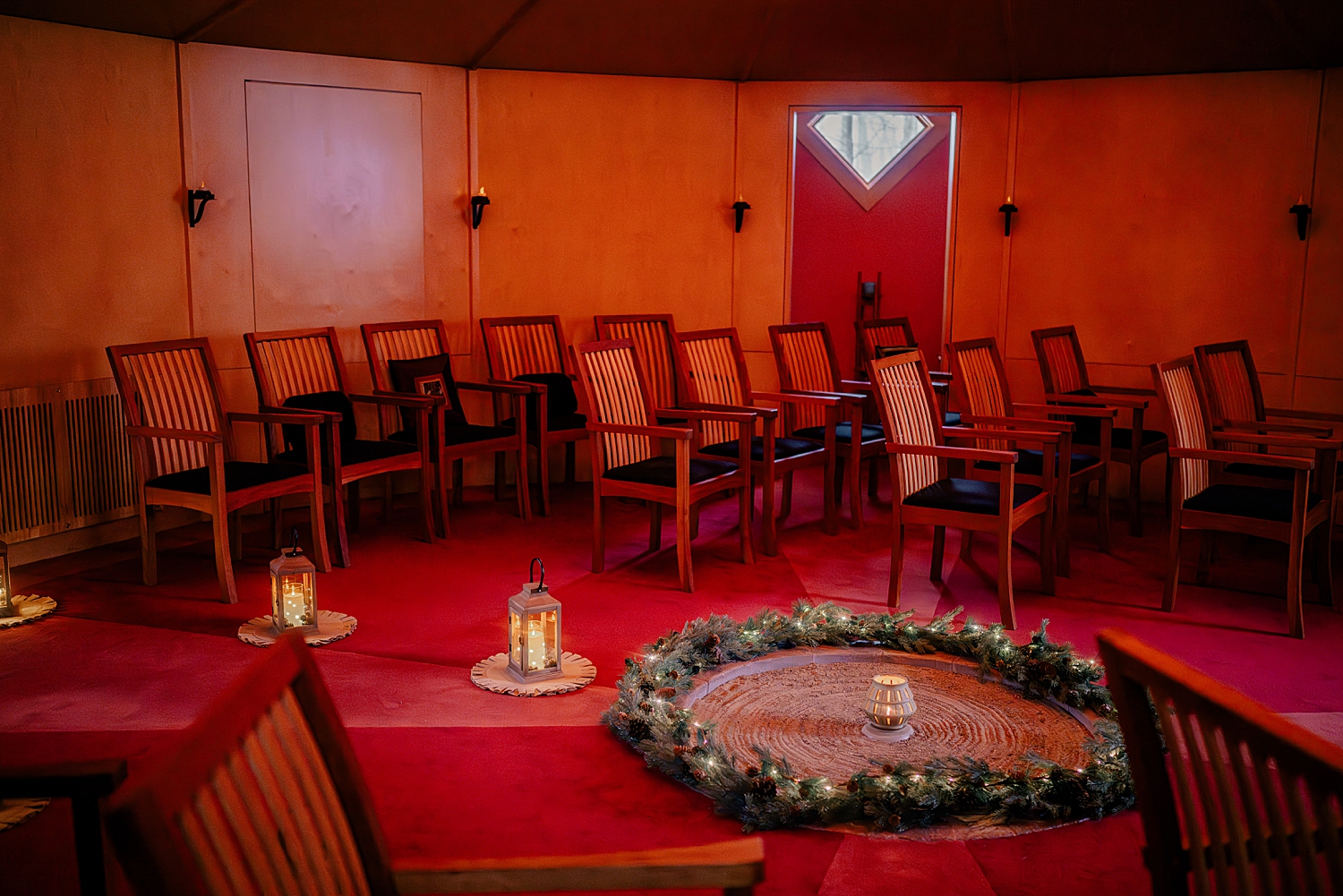 ceremony space set up with sacred circle by Minnesota wedding photographer