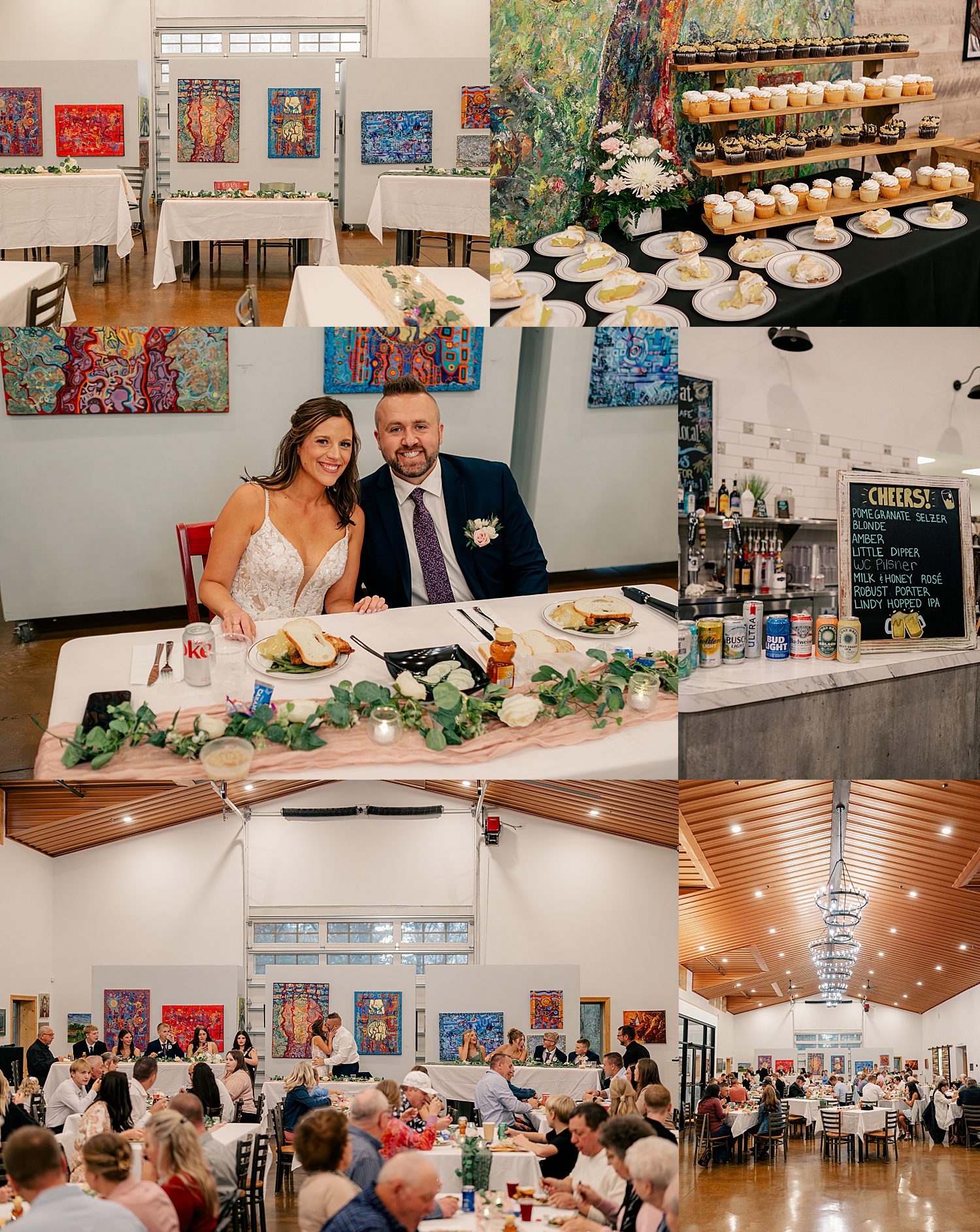 newlyweds share a meal with their guests by Minnesota wedding photographer
