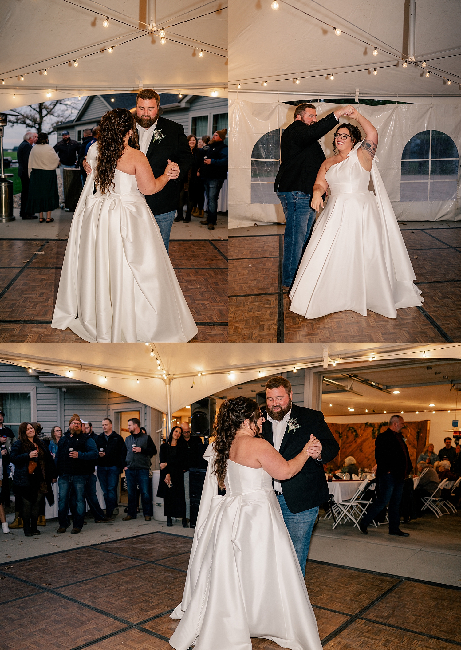 groom spins his bride on dance floor by Rule Creative Co