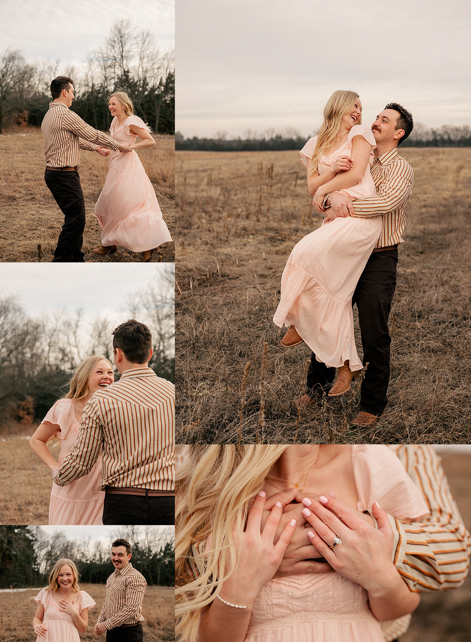 couple laughs and giggles in a field together by Minnesota wedding photographer