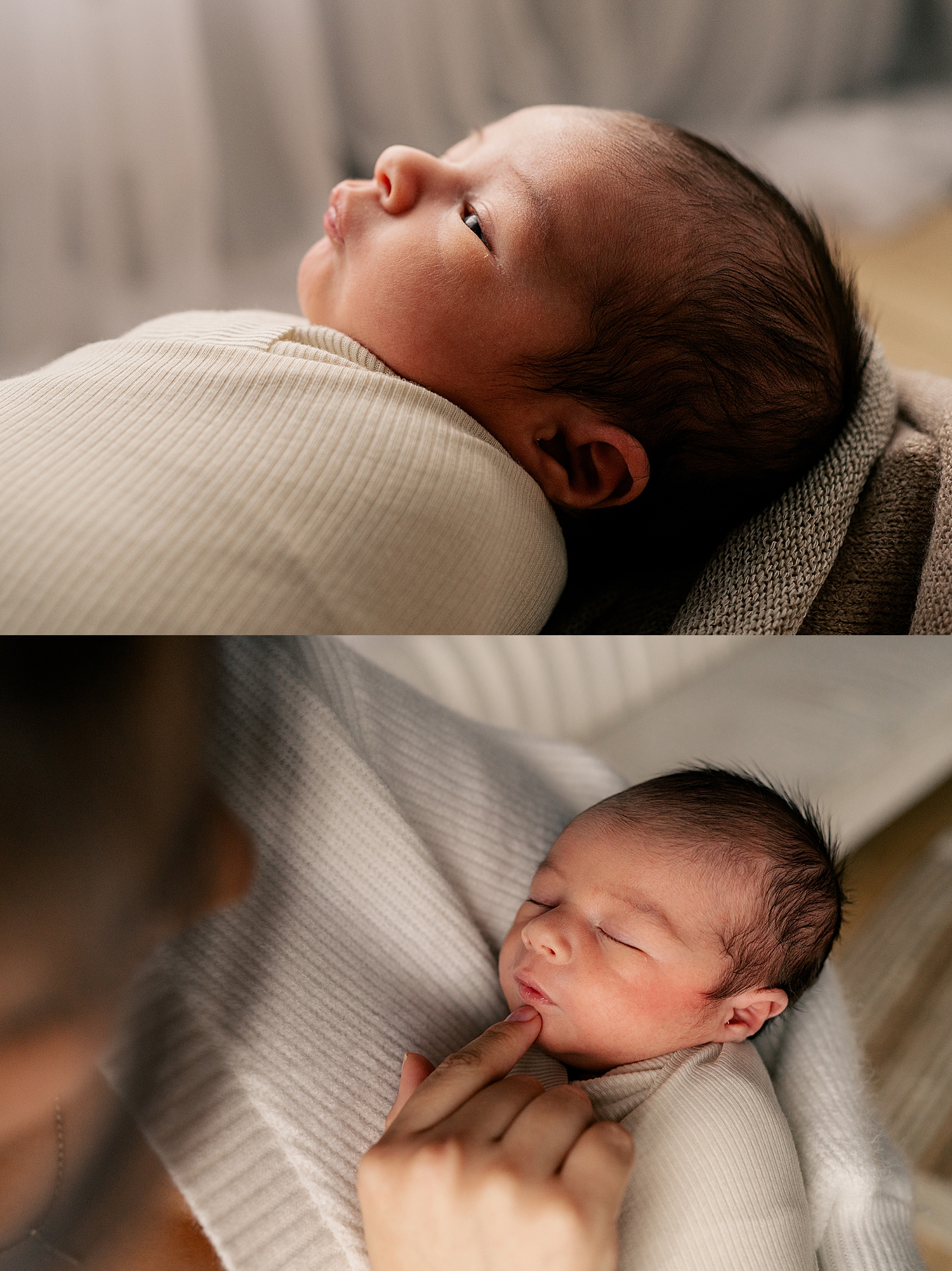 infant sleeps in his mother's arms in studio by Minnesota family photographer
