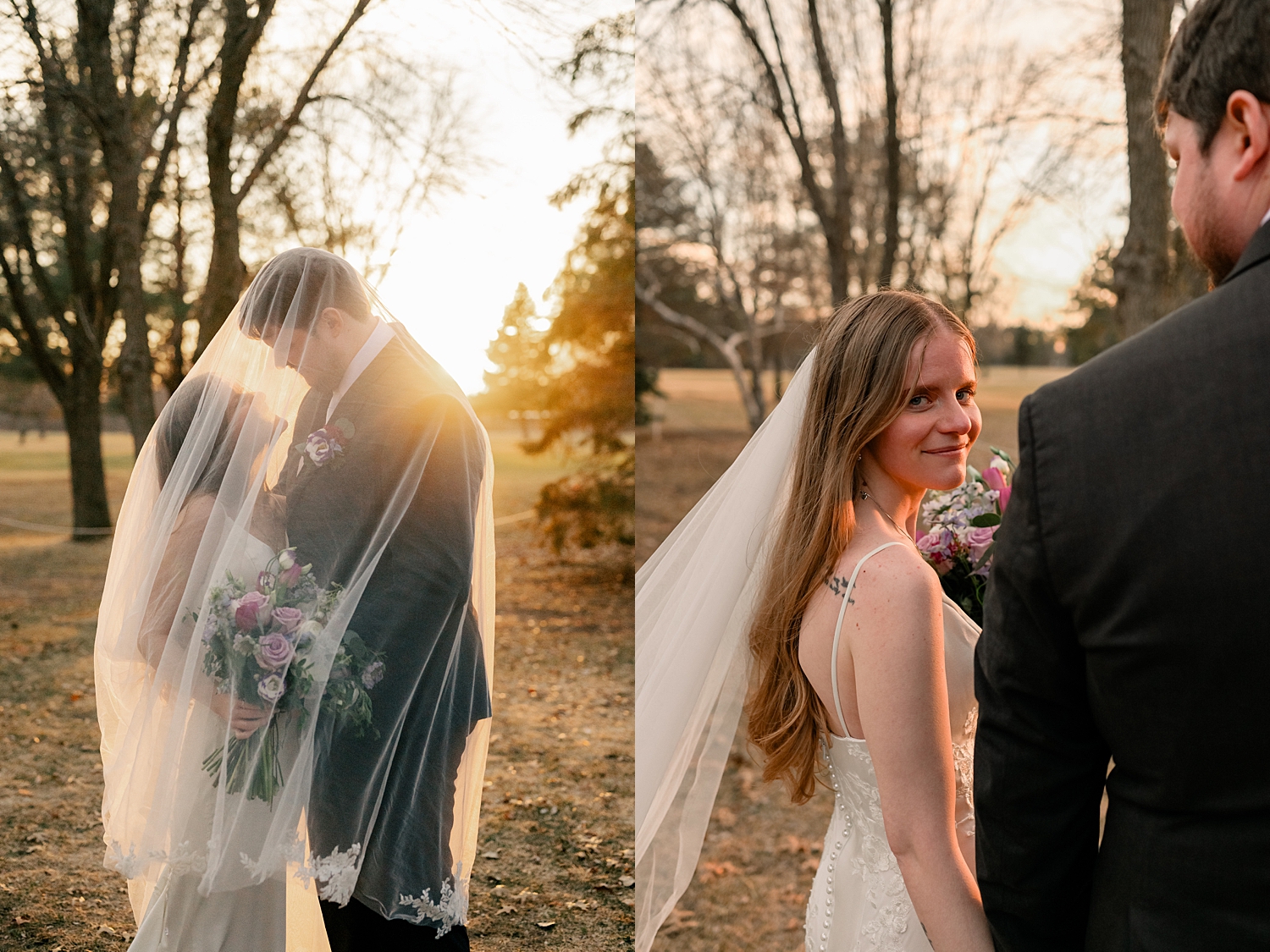 husband and wife on the lawn for golden hour by MN Elopement Photographer