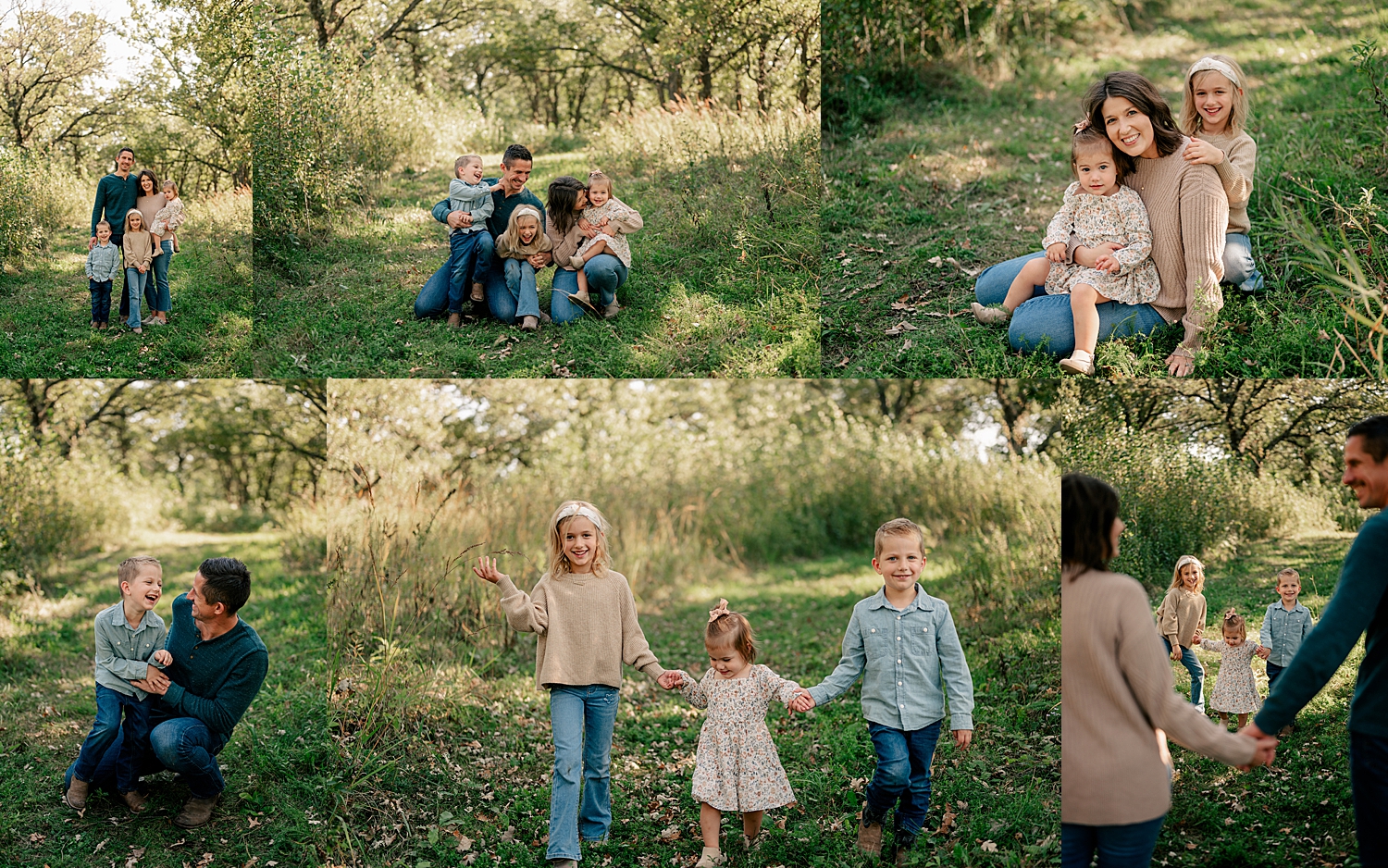 parents with three kids snuggle in the grass by Rule Creative Co
