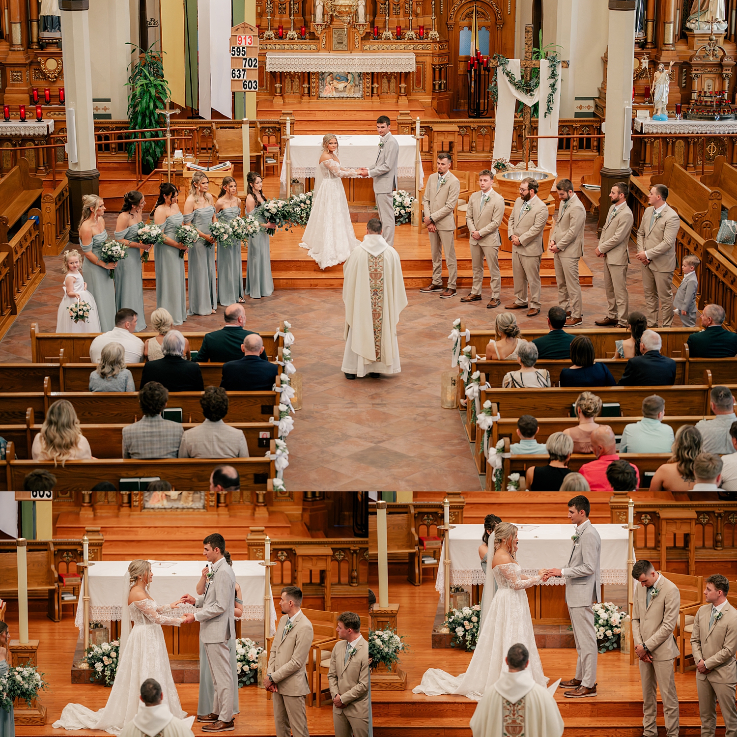 man and woman say I Do in catholic ceremony before reception at Stearns County Pioneer Club
