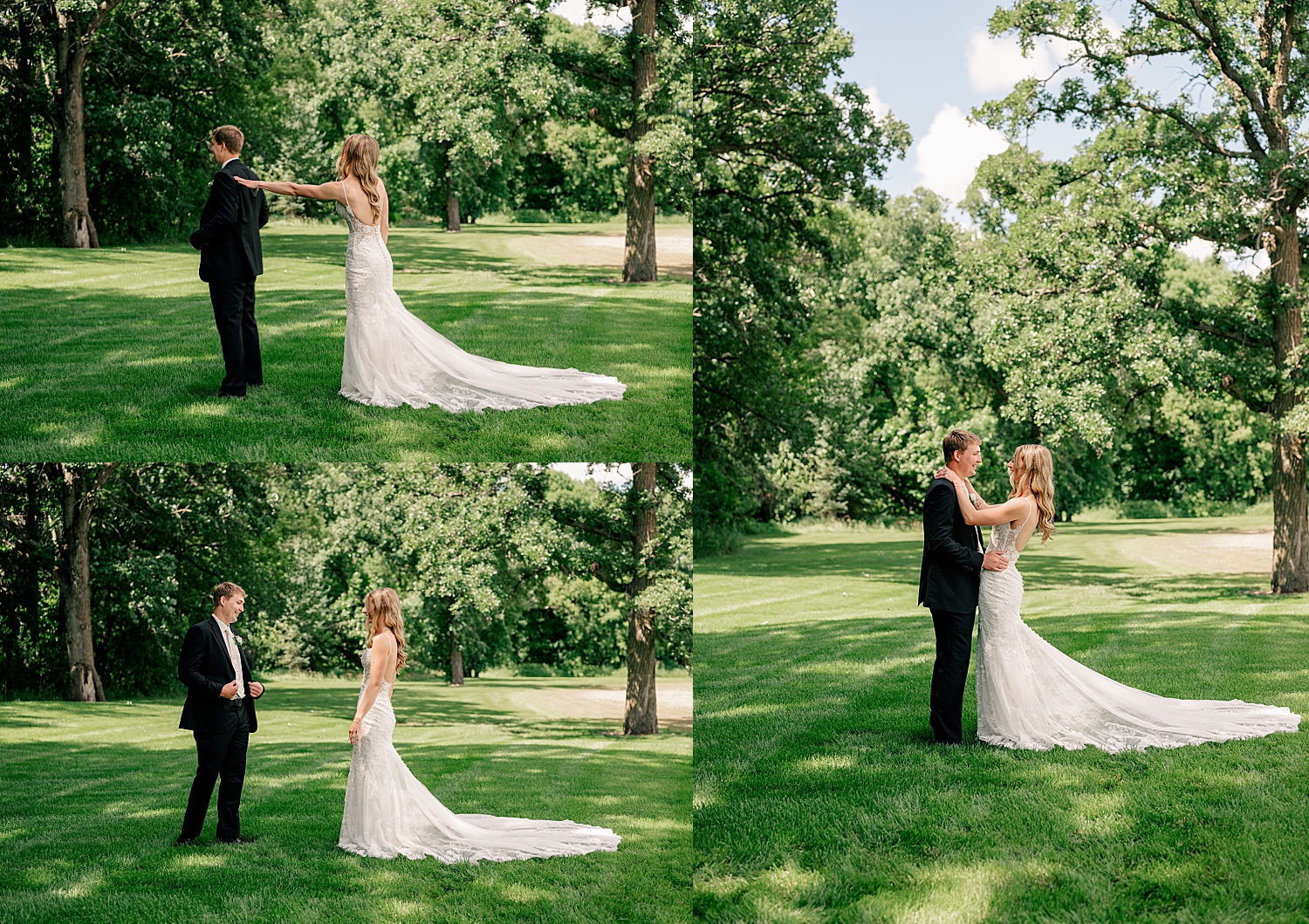 couple do a first look in big green field by Rule Creative Co