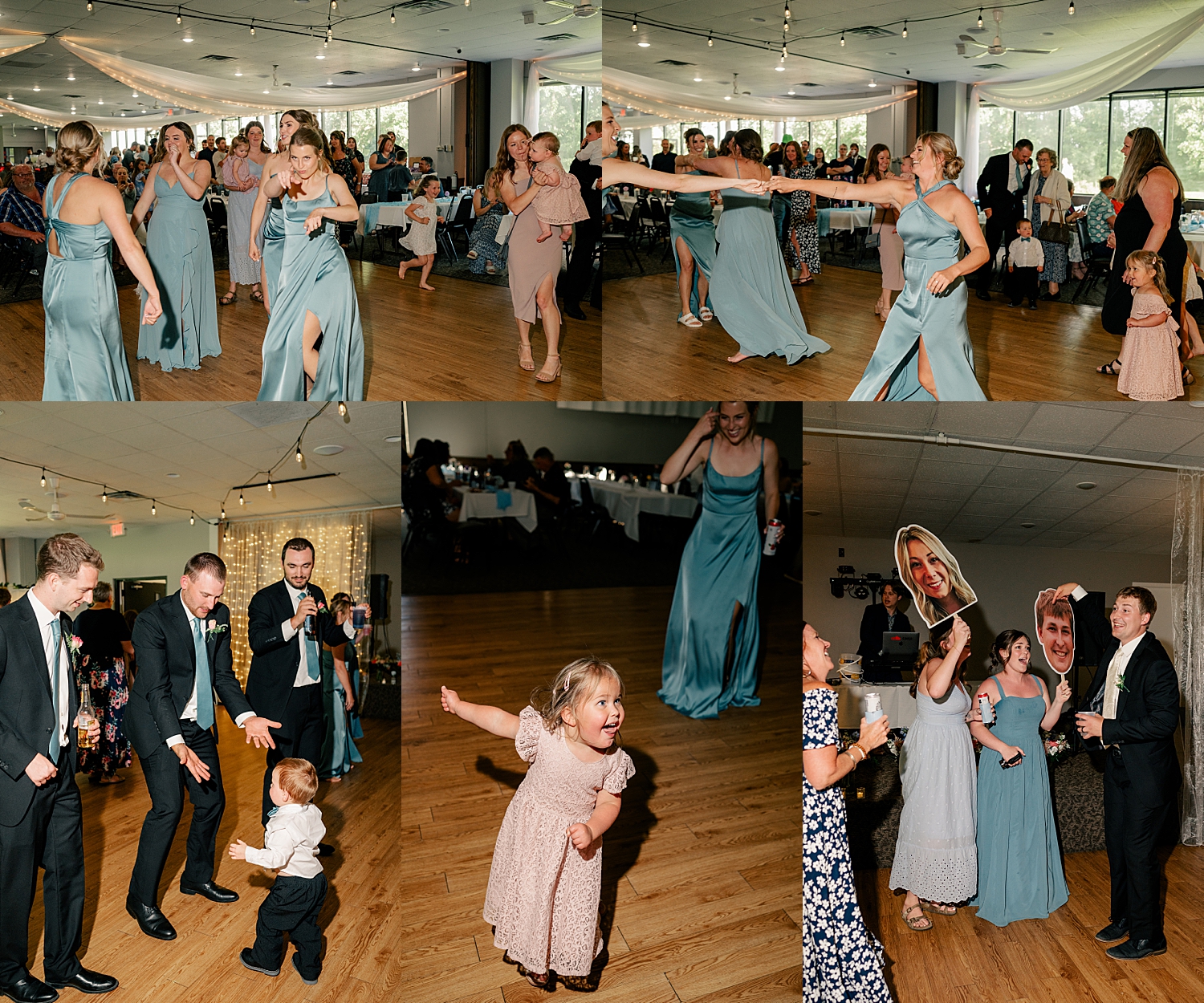guests dance together at reception at Shady's Sunset Bay 