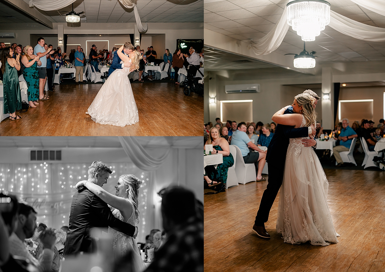 husband and wife share first dance at reception by Rule Creative Co