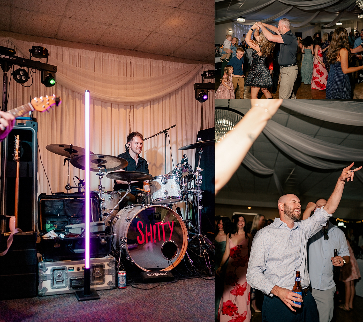 guests dance to live band at reception by Minnesota wedding photographer 