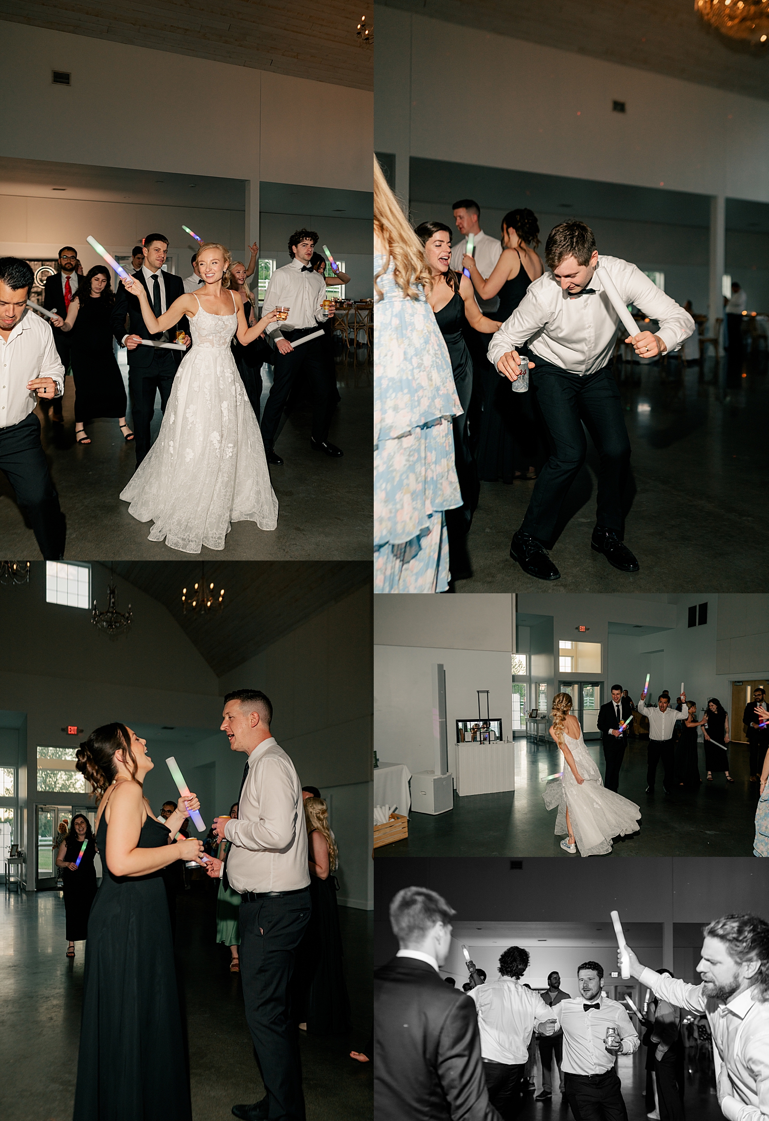 guests dance during reception with glow sticks by Rule Creative Co