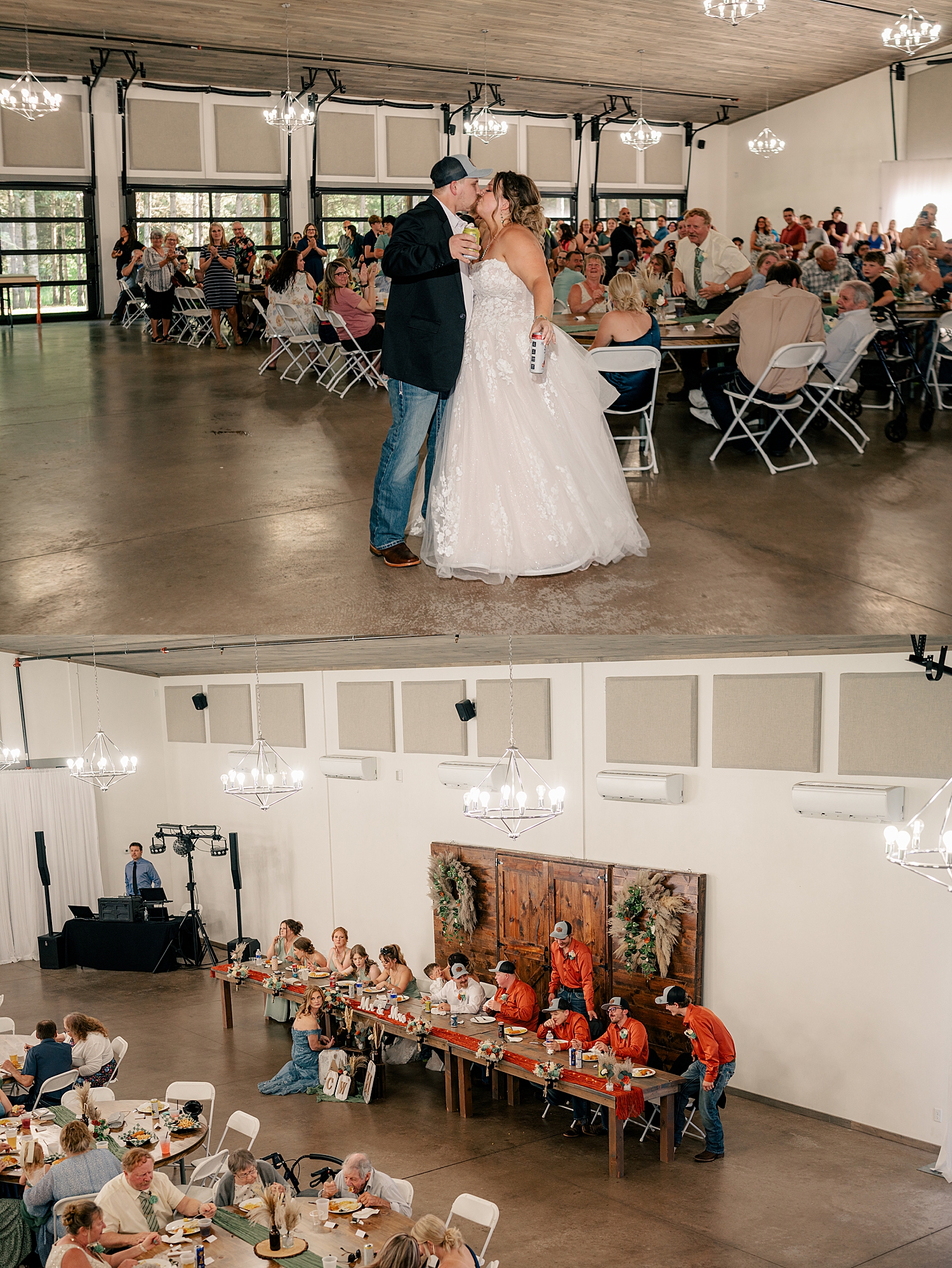 newlyweds sit for dinner at their reception by Rule Creative Co
