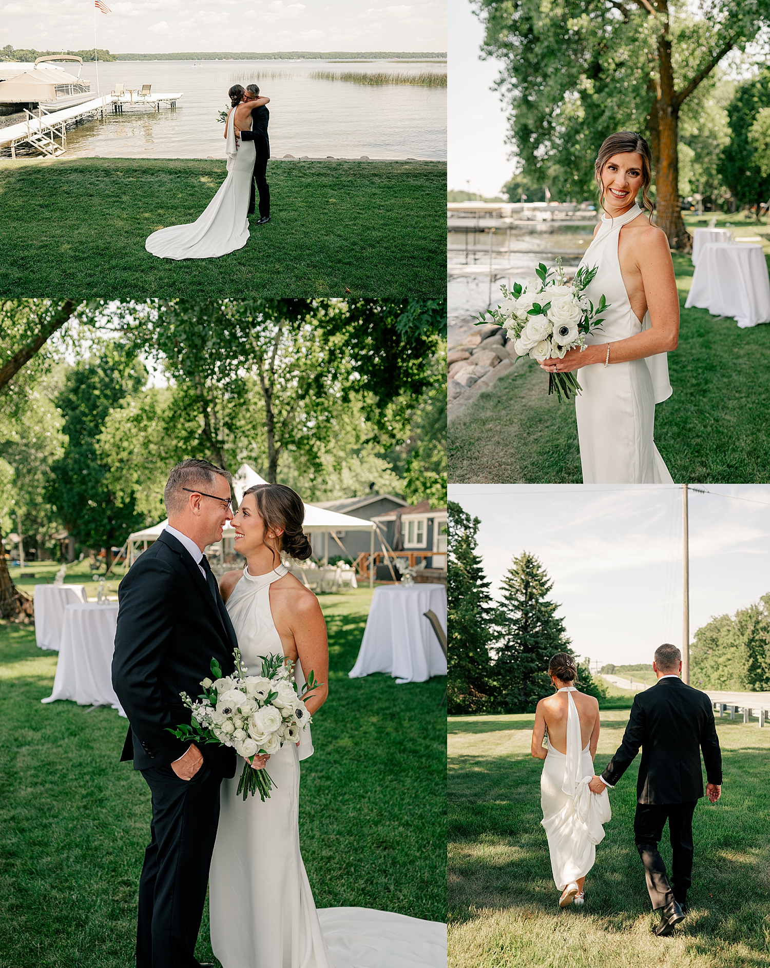 couple embrace together in green field before ceremony by Rule Creative Co