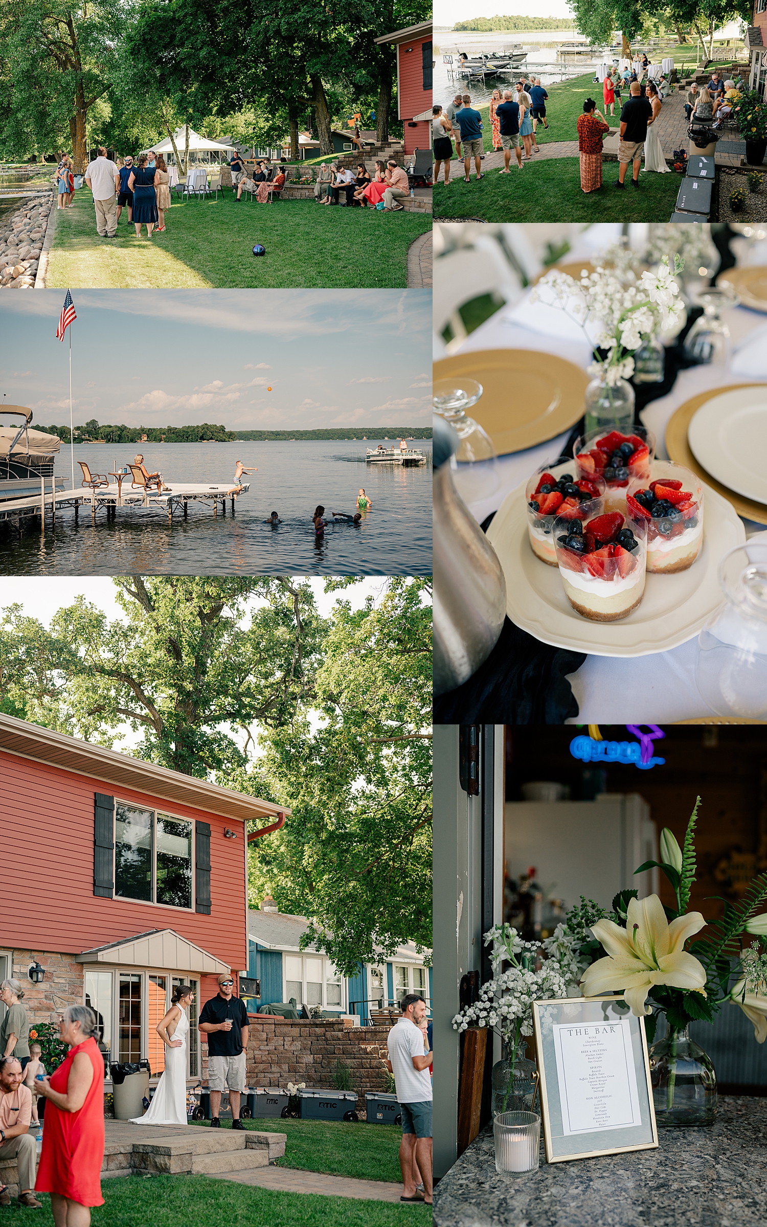 family and friends play on the lawn after ceremony by MN wedding photographer