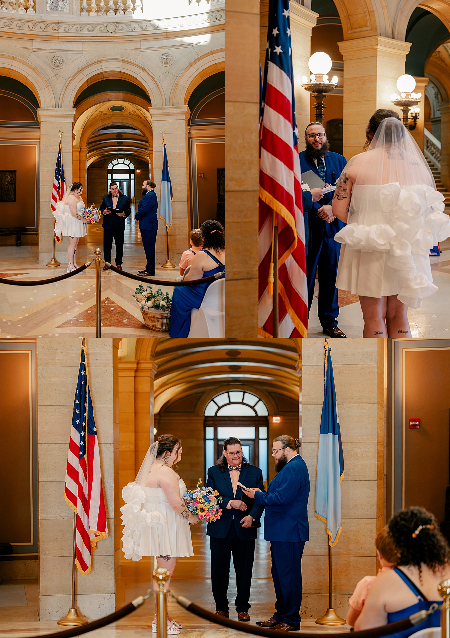 man and woman stand in front of officiant at courthouse to say I Do by Minnesota wedding photographer