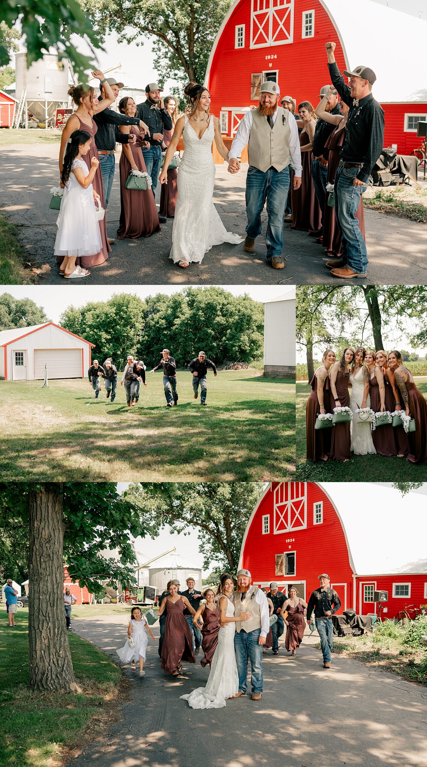 wedding party surrounds newlyweds with cheers by Rule Creative Co